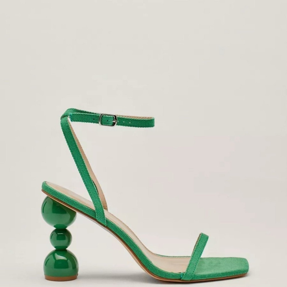 Green Strappy Sandals with Unique Heel